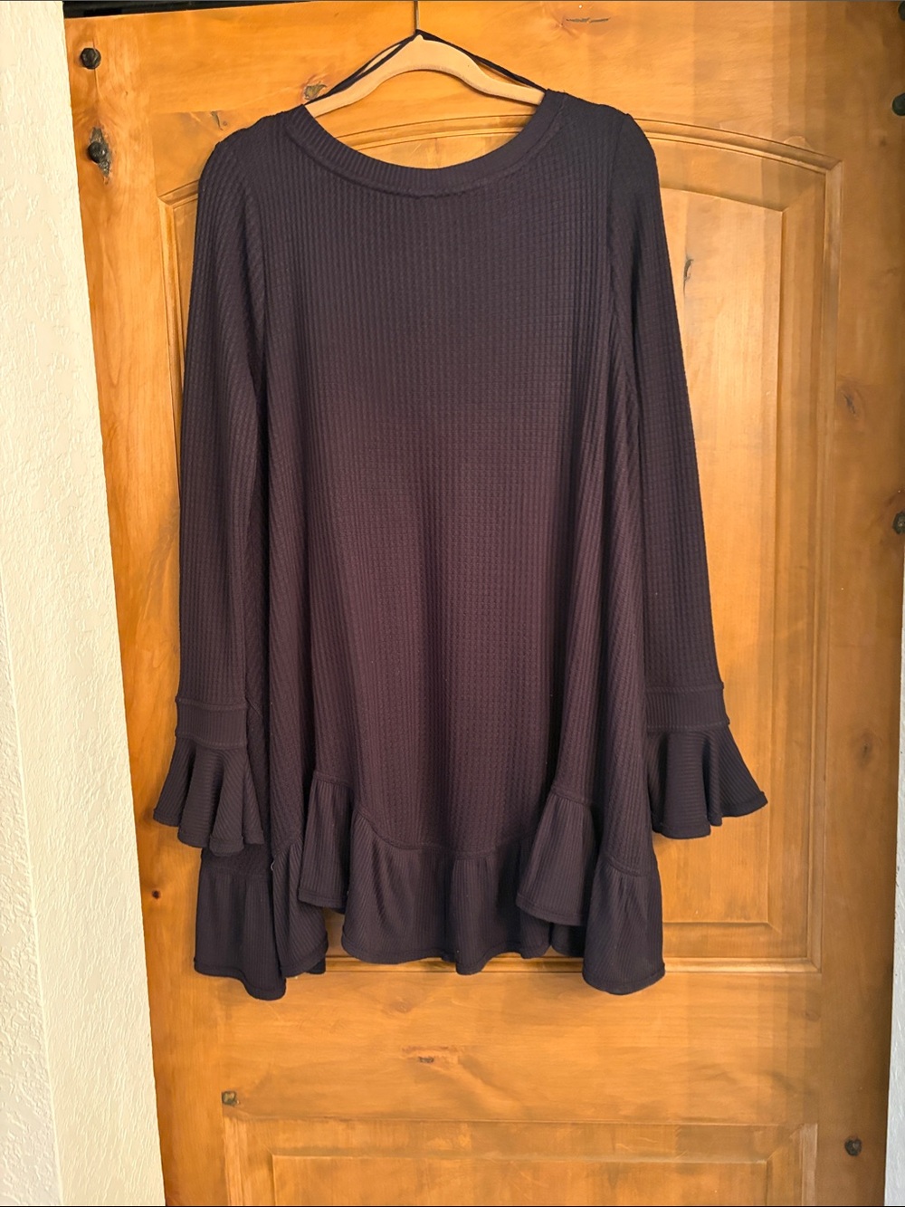 Free People black Ribbed Henley Ruffle Tunic - Picture 3 of 3
